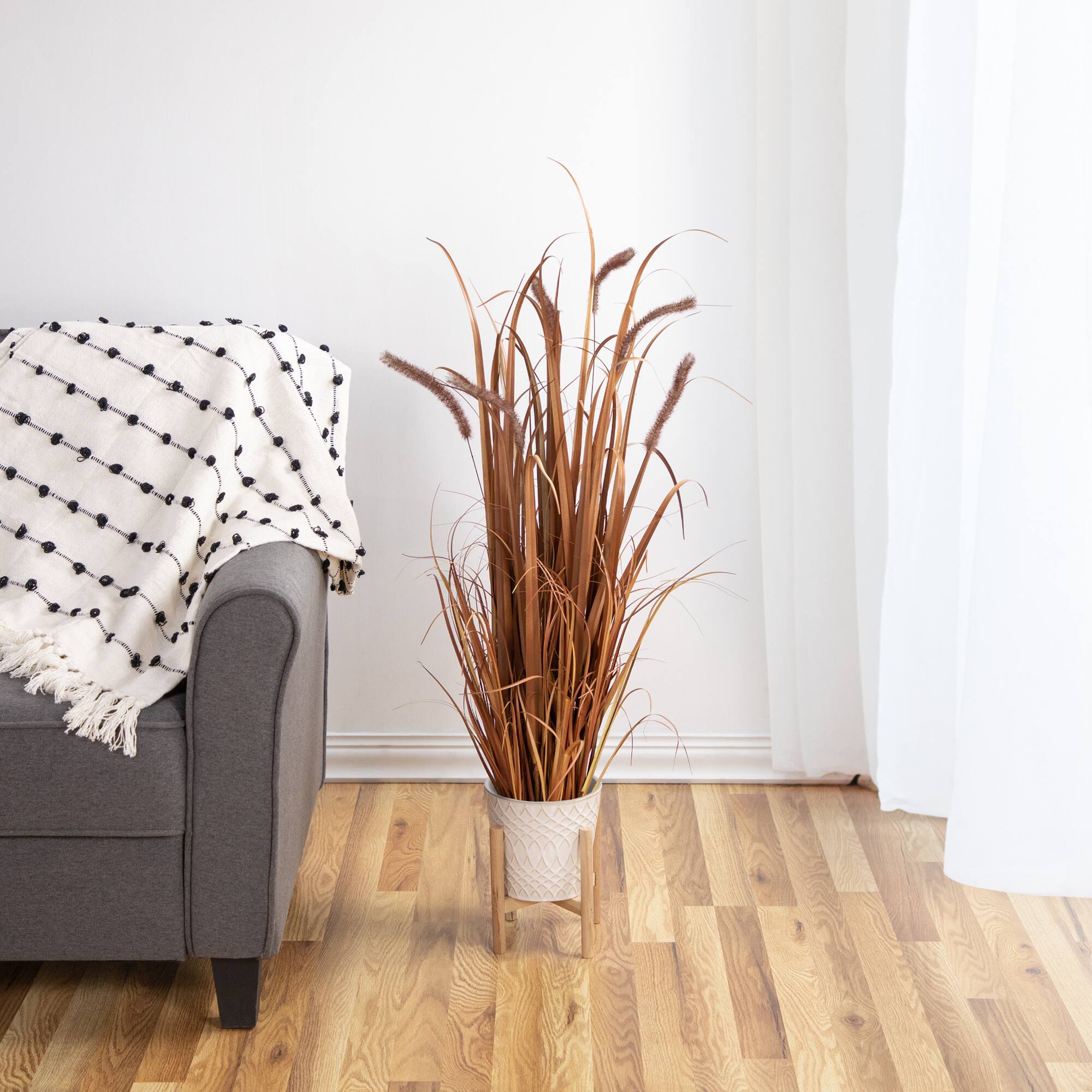 3.5ft. Potted Brown Artificial Onion Grass Plant